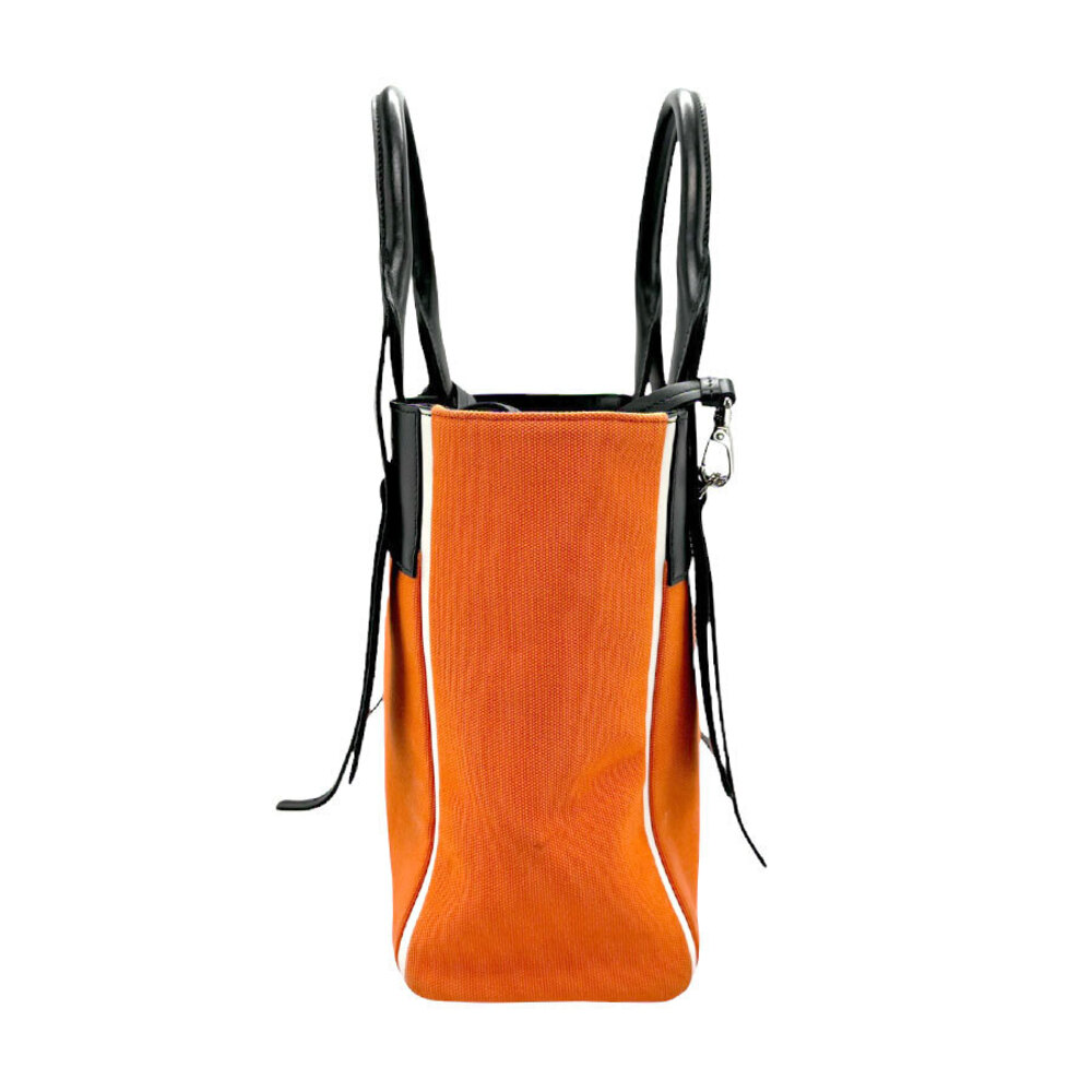 Prada Black Orange Bag Leather Canvas Shoulder Ouverture